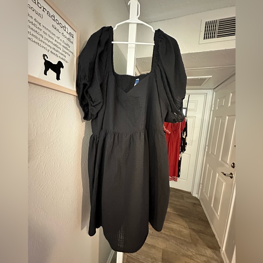 Old Navy Black Puff Sleeve Babydoll Dress